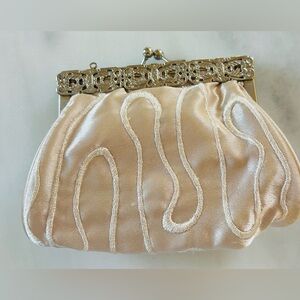 Clutch Moni Couture mini bag  Cream with gun metal hardware crystal accents NYE